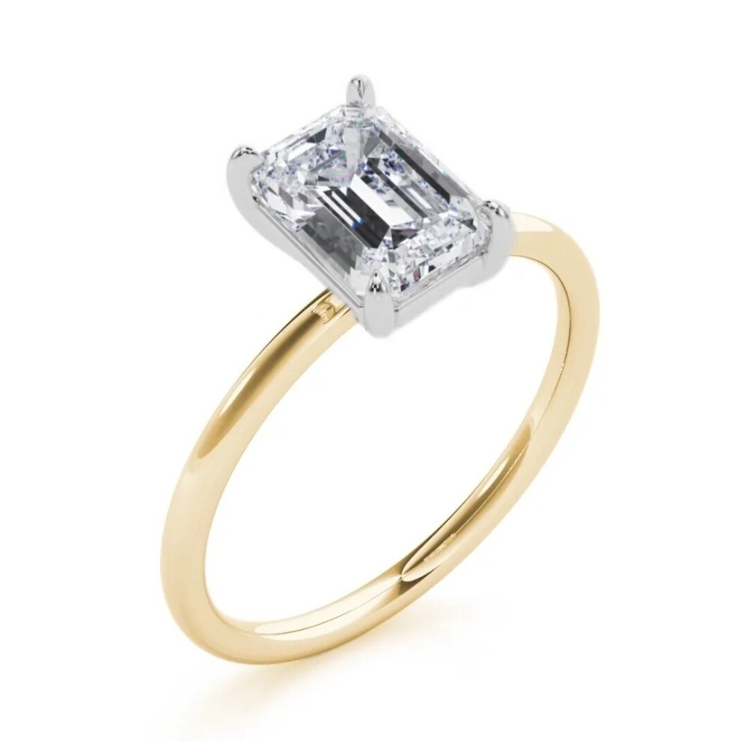 2.52 Carat Emerald Cut Forever One Solitaire Ring in 14k Gold Charles & Colvard