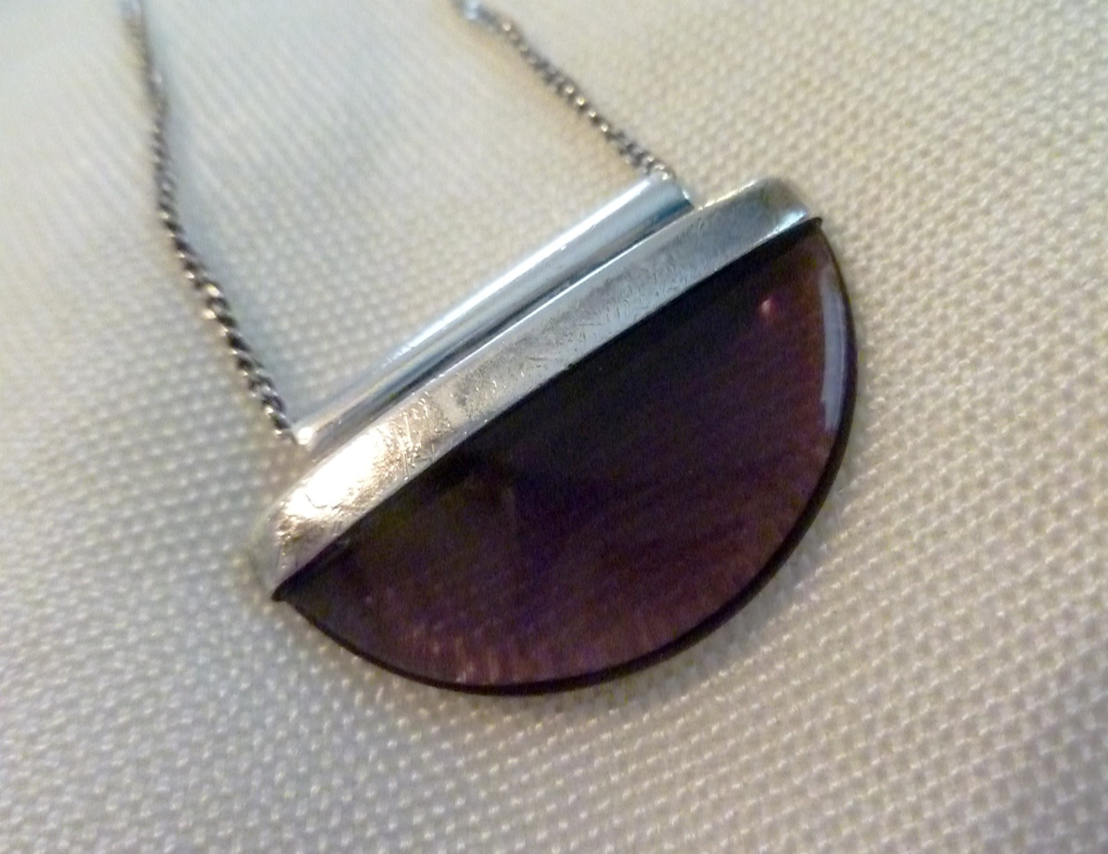Vintage LADIES Silver NECKLACE Amethyst Glass PENDANT 925 Marks
