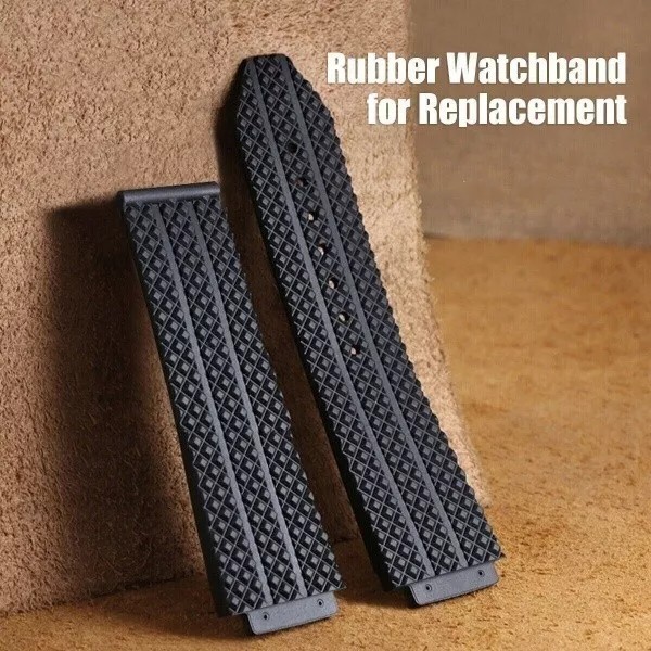 24MM RUBBER WATCH STRAP BAND FOR HUBLOT FUSION BIG BANG 44,44.5,45MM CERAMIC BLK