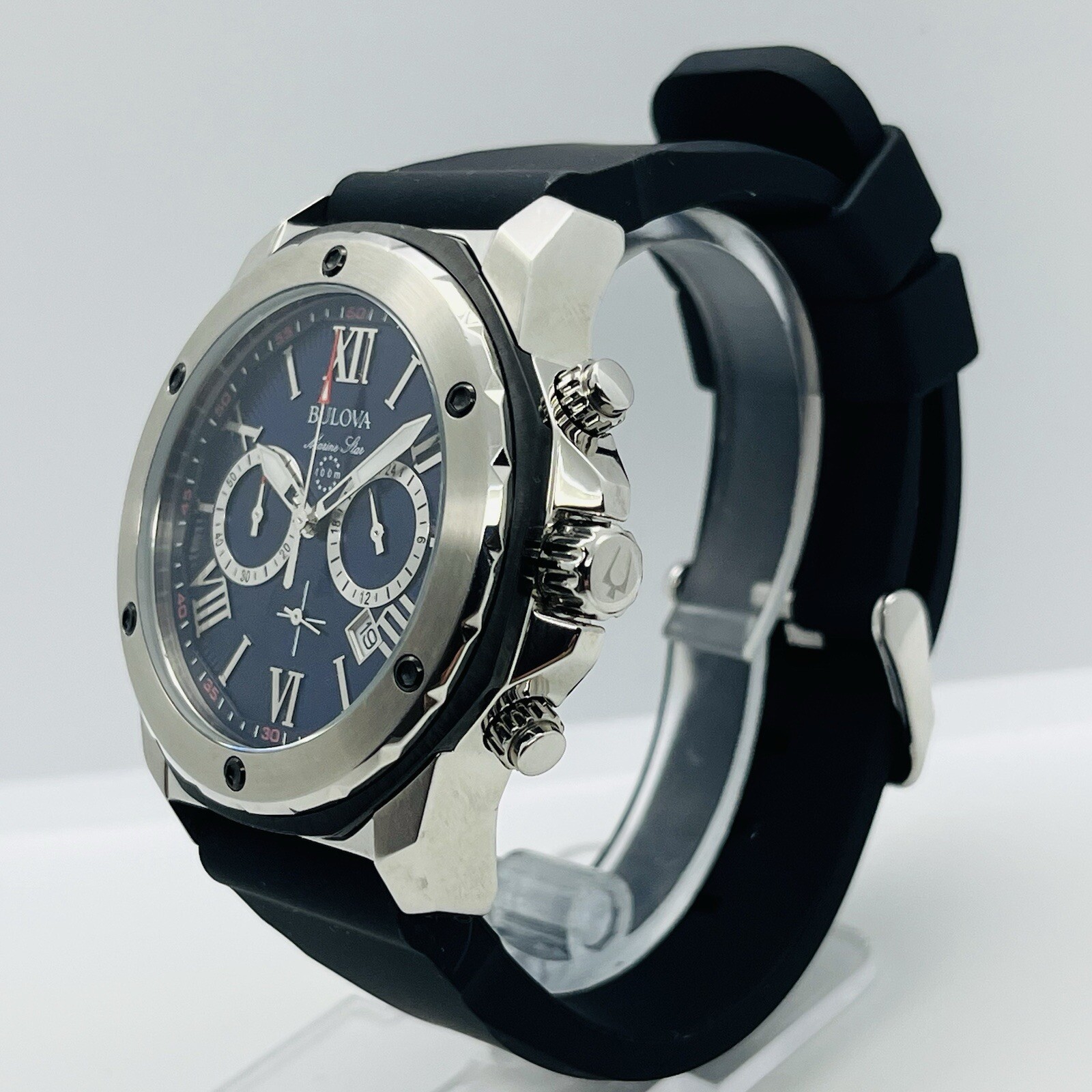Bulova Marine Star Chronograph Men’s Blue Dial 44mm Stainless Steel Watch 98B258