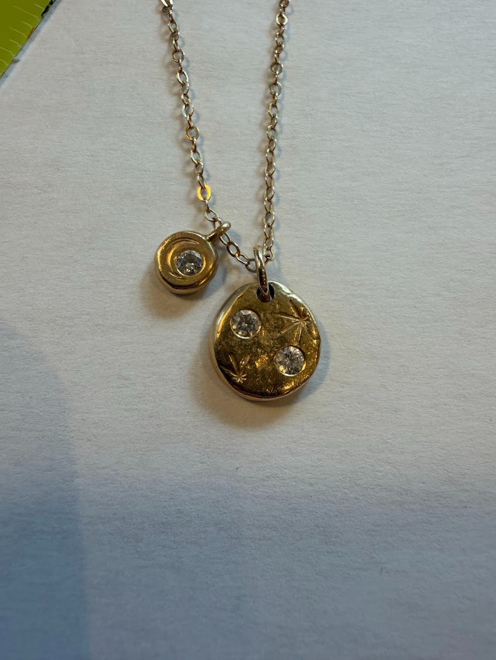 14k sandstone cast pendant necklace