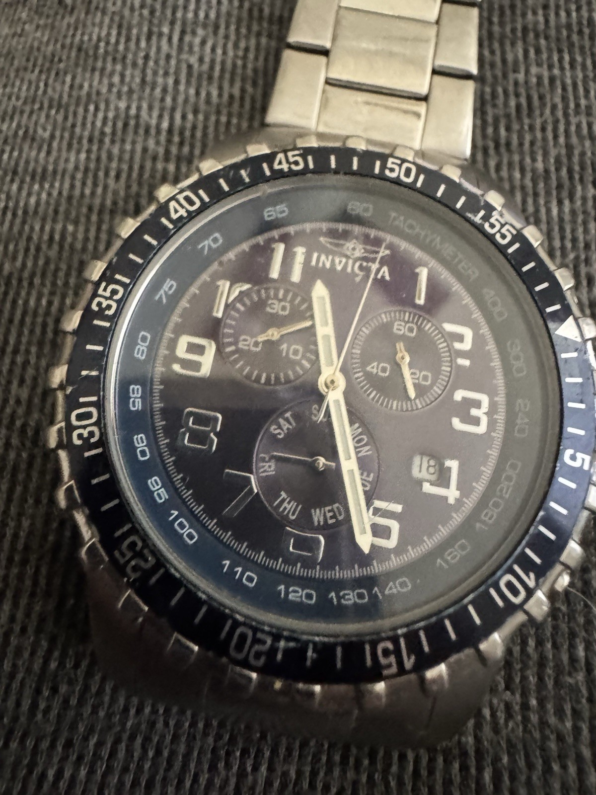 Invicta Specialty Men’s Quartz Chronograph Date Tachy 45mm Blue Bezel
