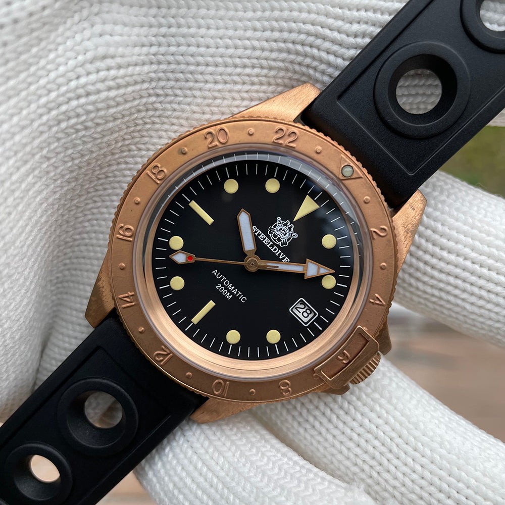 STEELDIVE SD1966S Mens Bronze 41.5mm 200M Automatic Dive Watch NH35 Sapphire