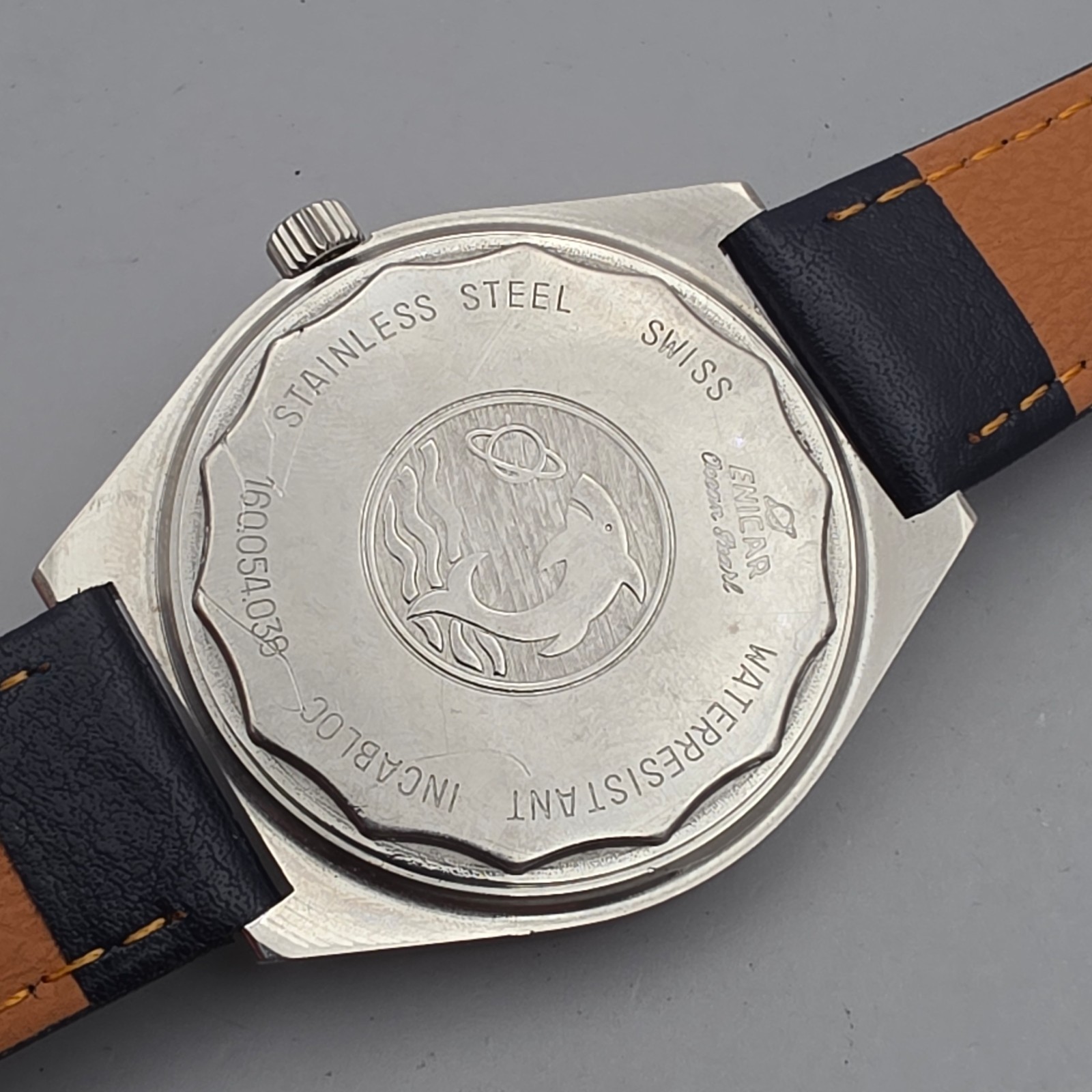 Vintage ENICAR Ocean Pearl men’s manual wind watch AR-160 swiss made 1970s