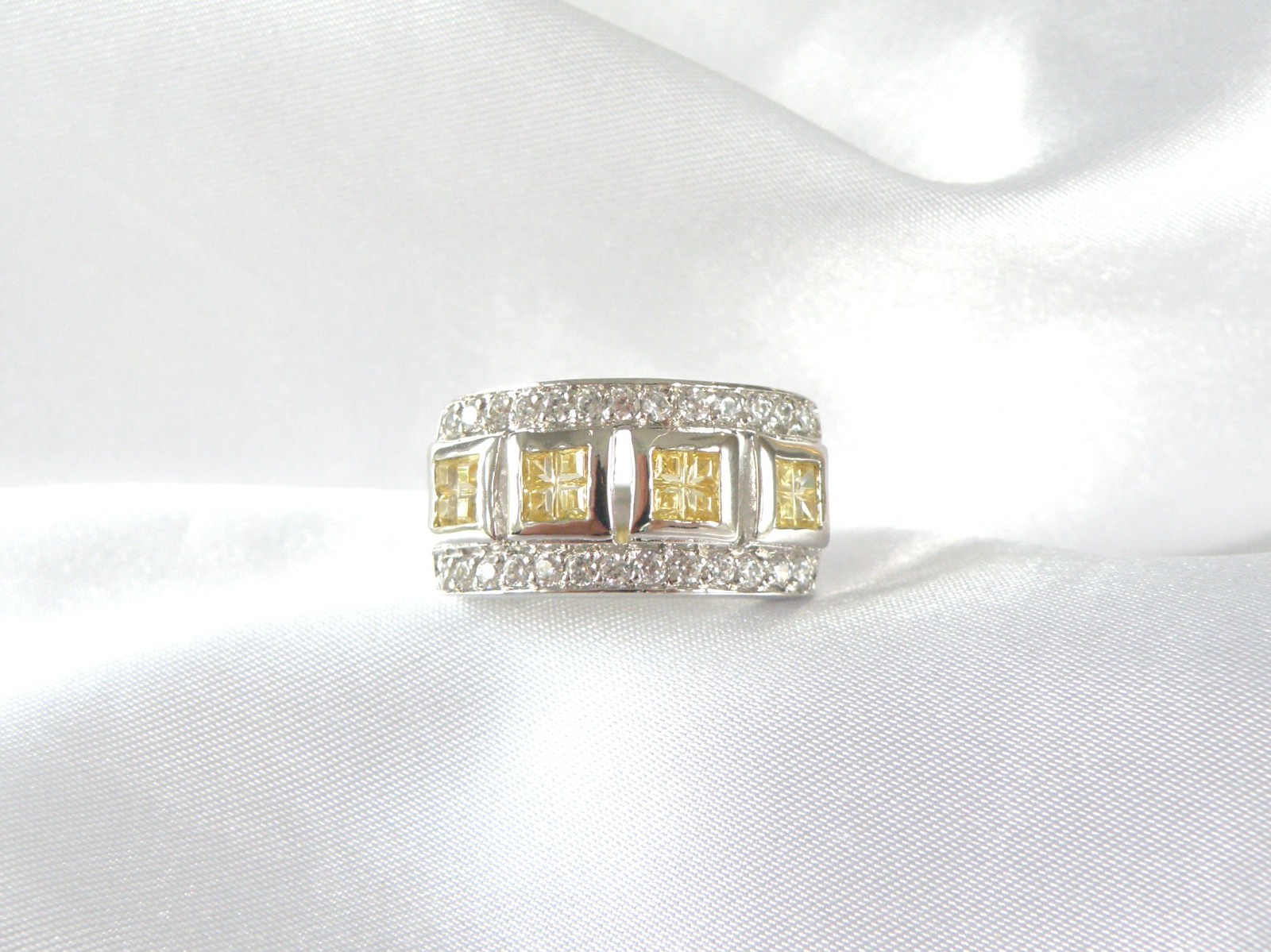 Victoria Wieck Sterling Silver 925 Channel Set Yellow CZ Ring Size 8