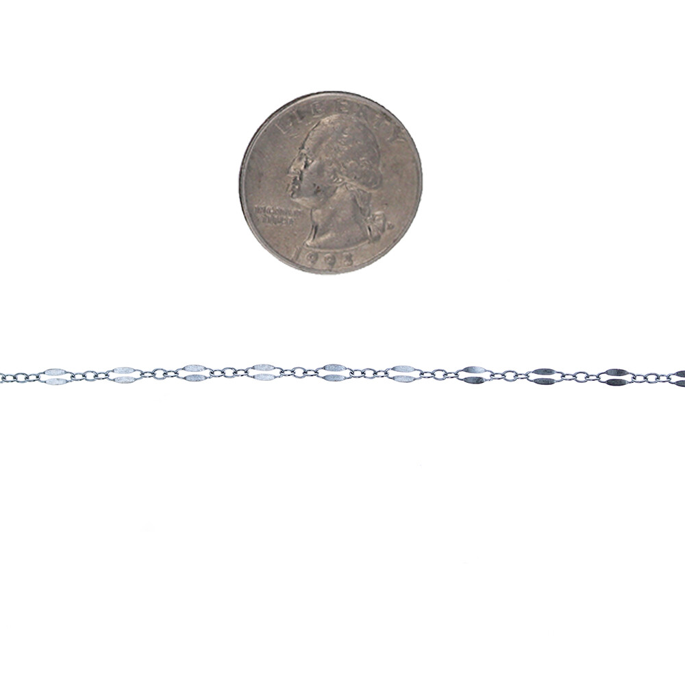 1ft,Sterling Silver Fancy Link, Silver Chain, Dapped, Flattened,by the Foot,1175