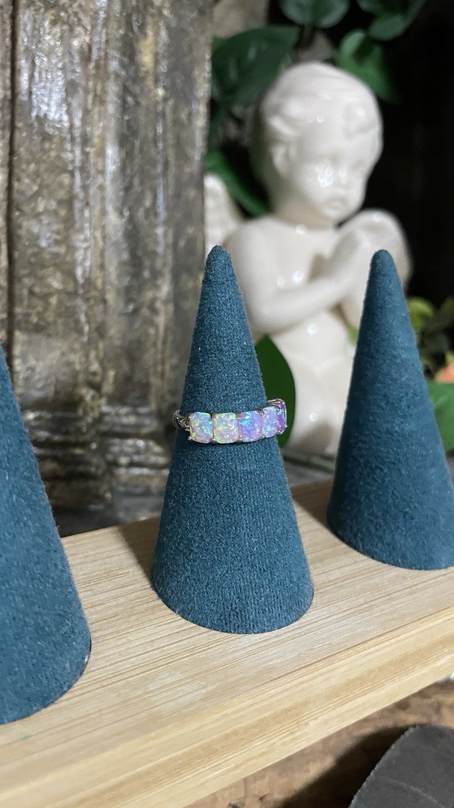 Bomb Party Ring Size 5 Pastel Pink And Purple Opals Silver Ring
