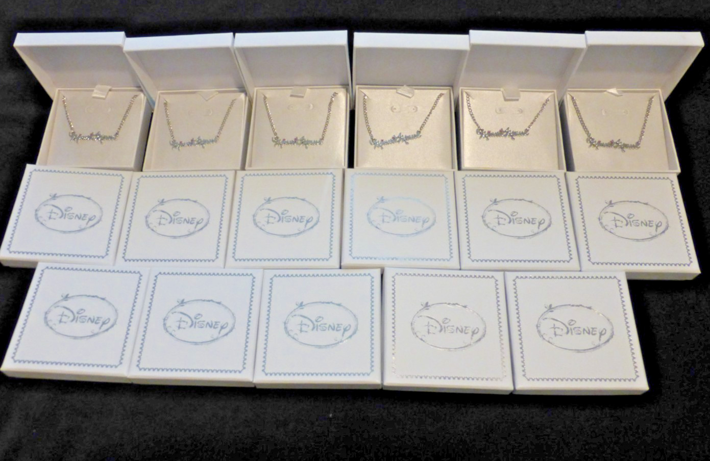 Disney Minnie Mouse Necklace Name Chain Silver Enamelled Hearts x17 BNIB Job Lot