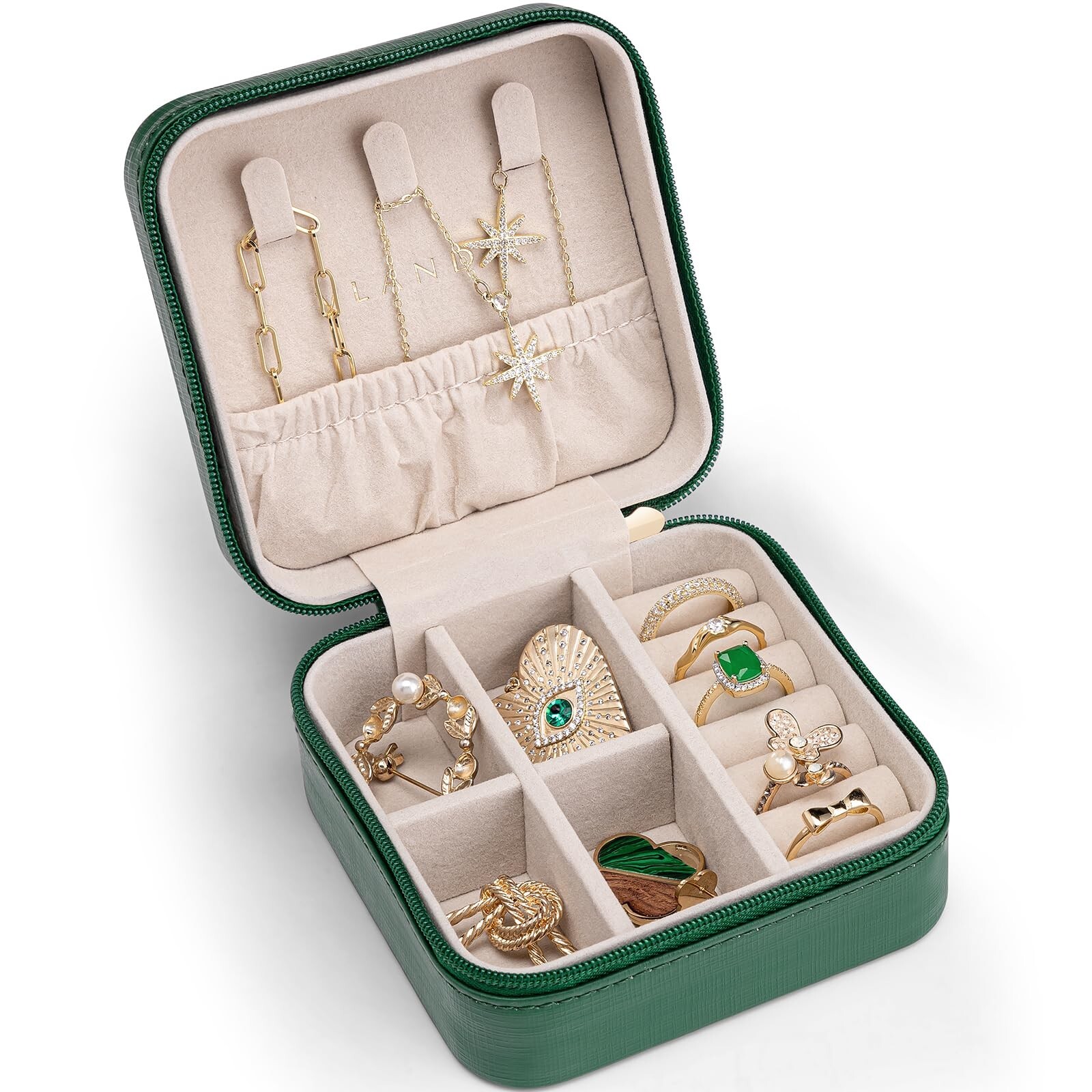 Vlando Small Travel Jewelry Box Organizer – Girls Women Gift Rings Earrings N…