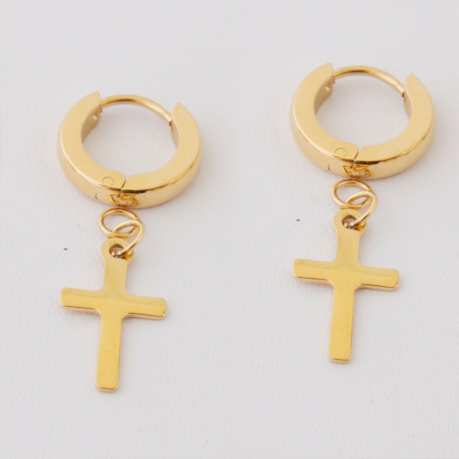 Men Cross Earrings,Cross Hoop Earrings,Cross Earrings, Hoop with Cross