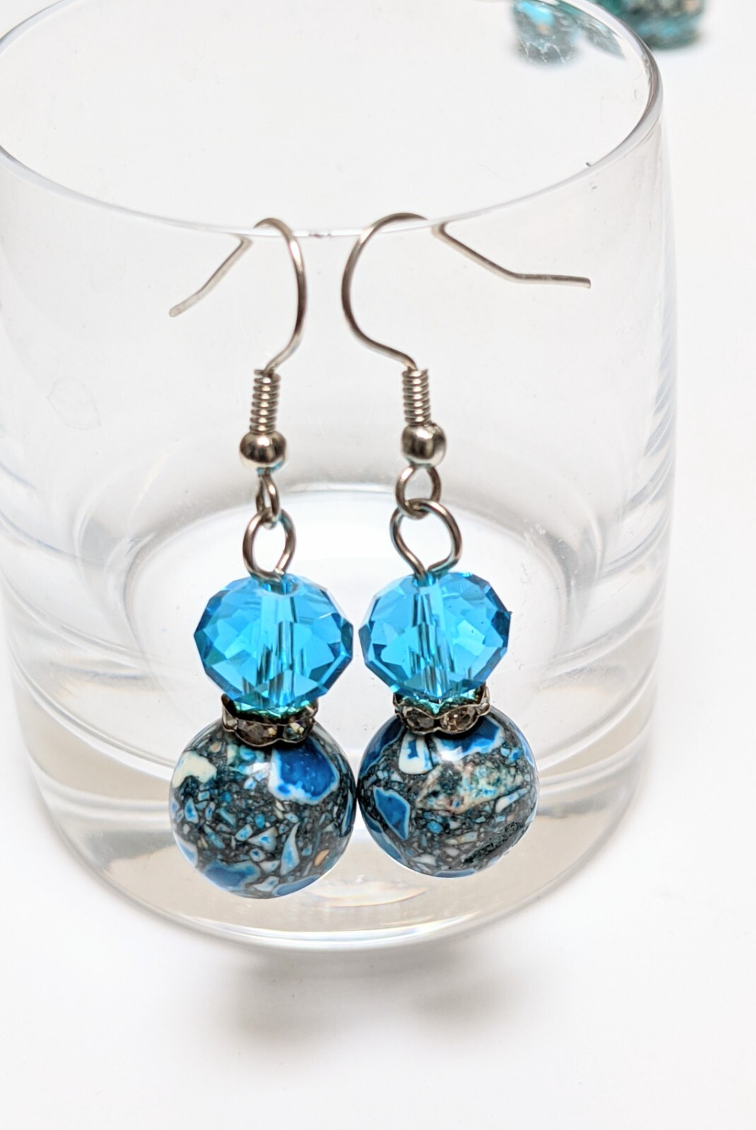 Beaded Stone Earrings Dangle 6 pairs Multi Color Handmade Crystal Daily Wear