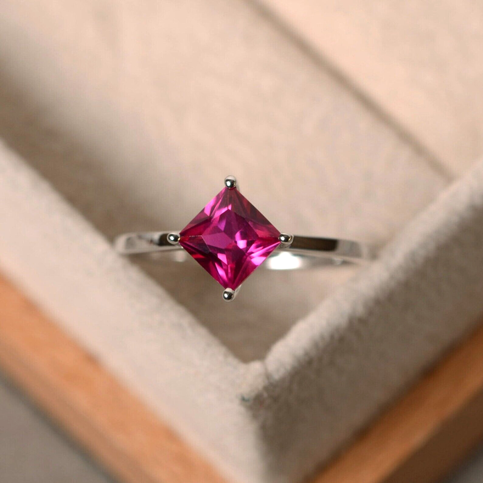 ruby ring, lab created Gemstone, 925 Sterling silver ring, Wedding ring