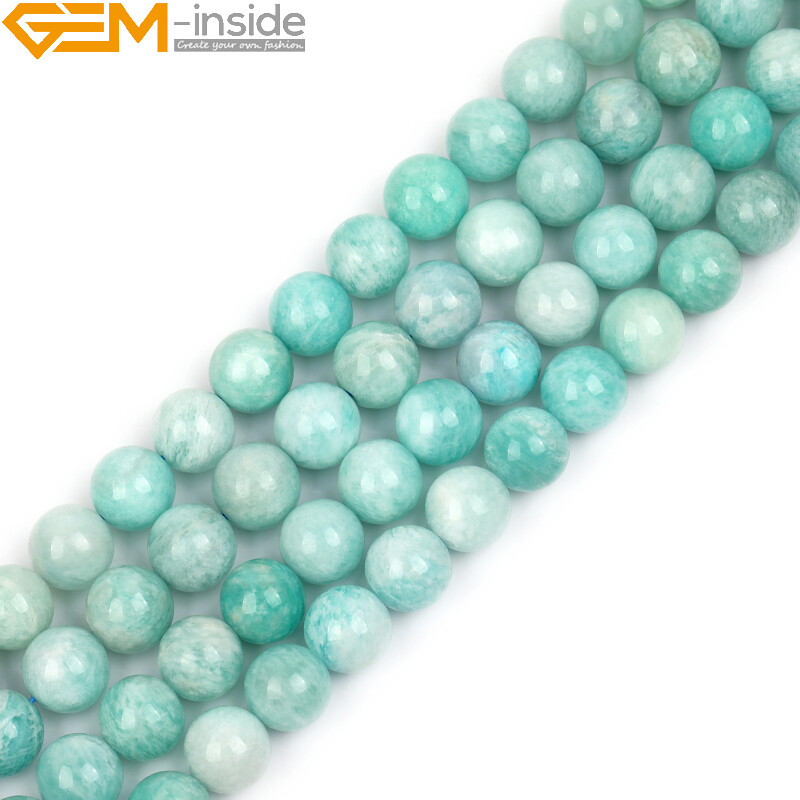 Round Natural African Blue Amazonite Gemstone Charm Beads For Jewelry Making 15″