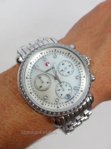 NEW Michele Silver Stainless Steel Diamond CSX 36 MOP Watch MWW03C000513 NWT