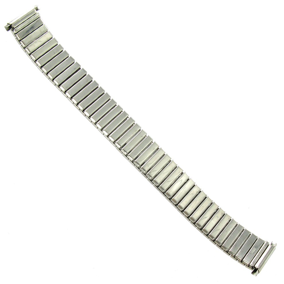 15-19mm Milano Silver Tone Stainless Steel Twist-O-Flex Metal Relief Watch Band