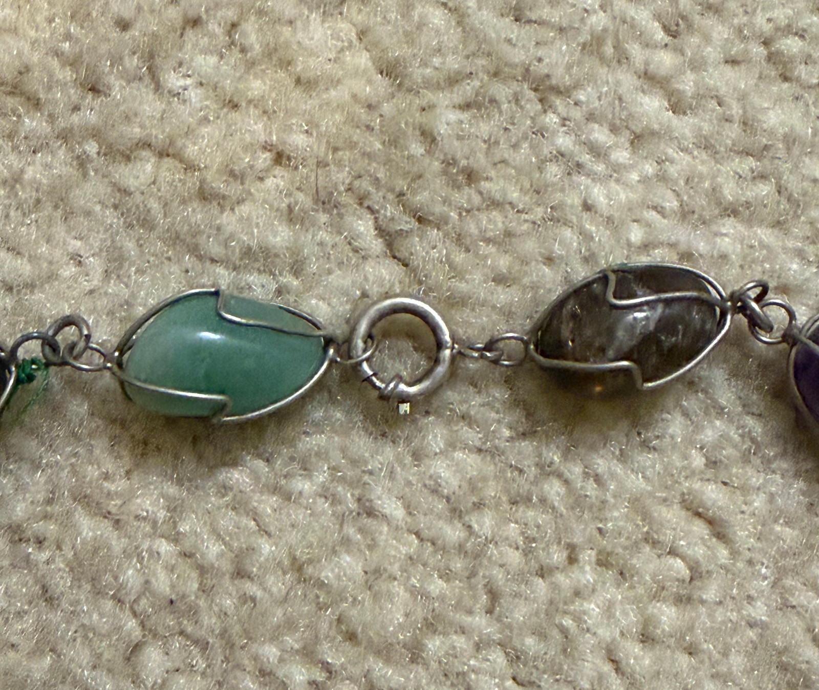 Lot of 3 Vintage Necklace Bracelet Wire Wrapped Caged Semi Precious Gemstones
