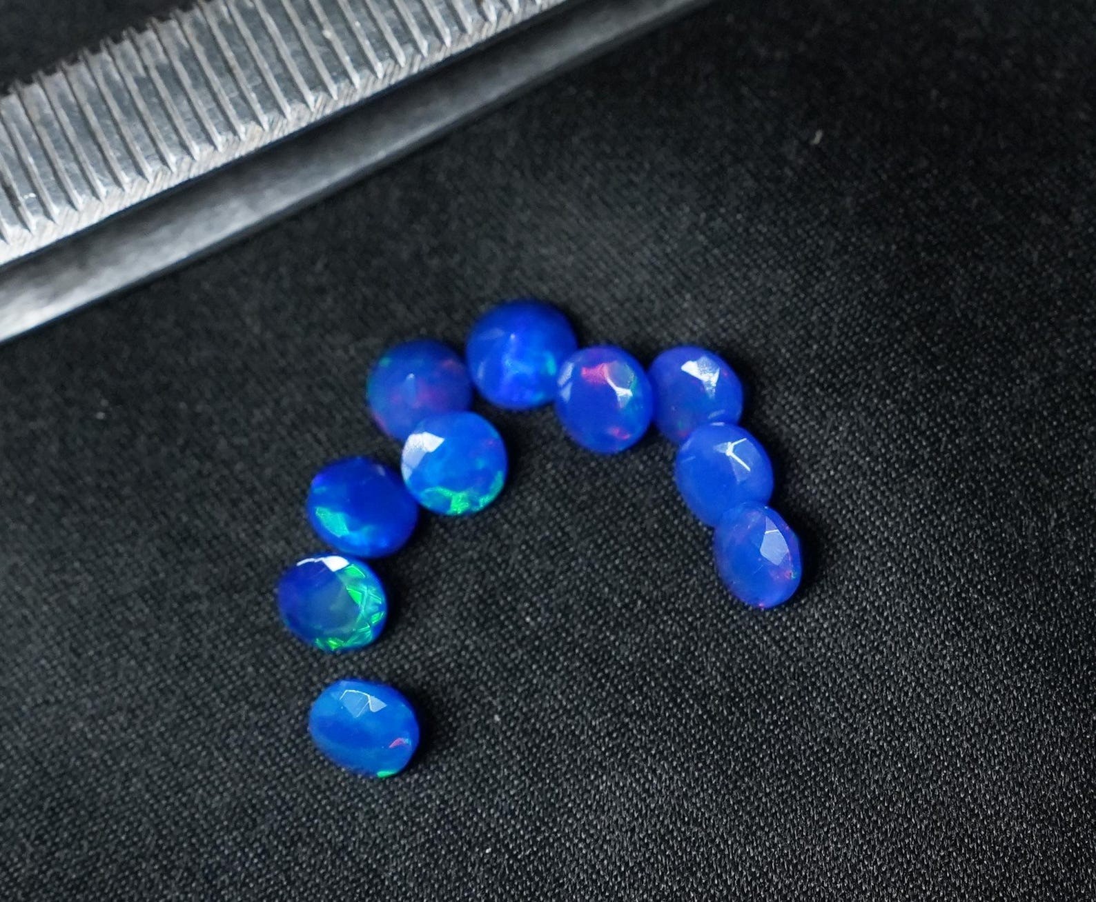 Natural Sky Blue Ethopian Opal Round Faceted Cut 3mm To 10mm Loose Gemstone