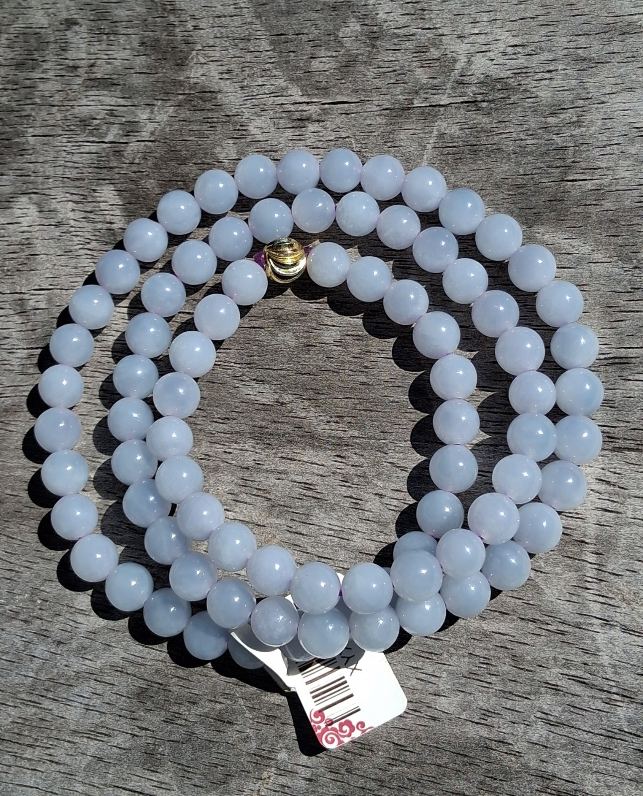 Certified Jadeite Round Beaded Strand Necklace, with Gold-Tone Clasp 25in, 7.6mm