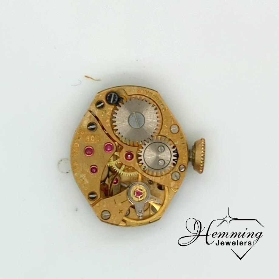 Bulova Model 6CL 17J Yellow/Black Watch Working for Parts/Repair