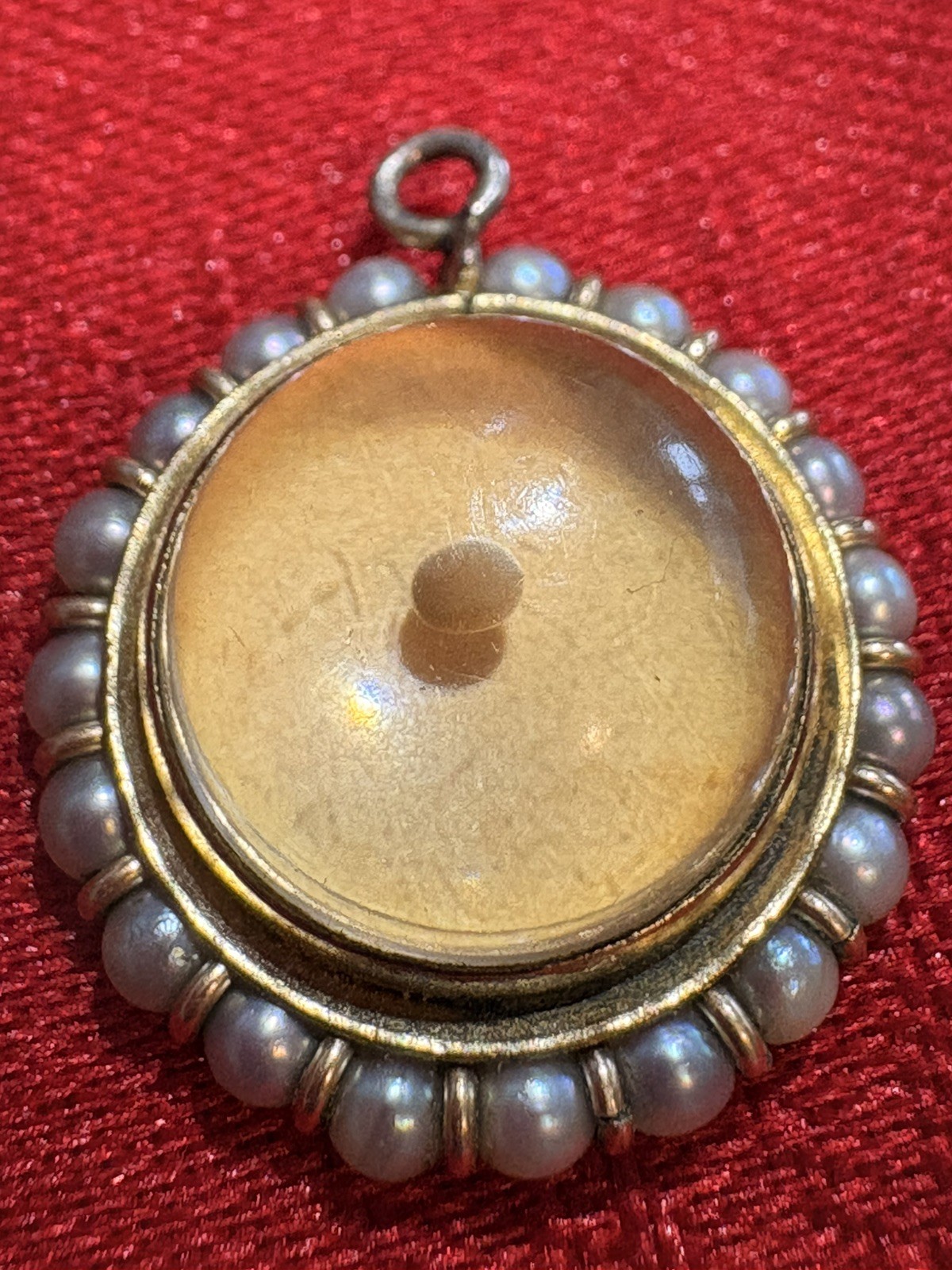 Vintage 12k yellow gold and pearl Mustard Seed Amulet of Faith Matthew 17:20