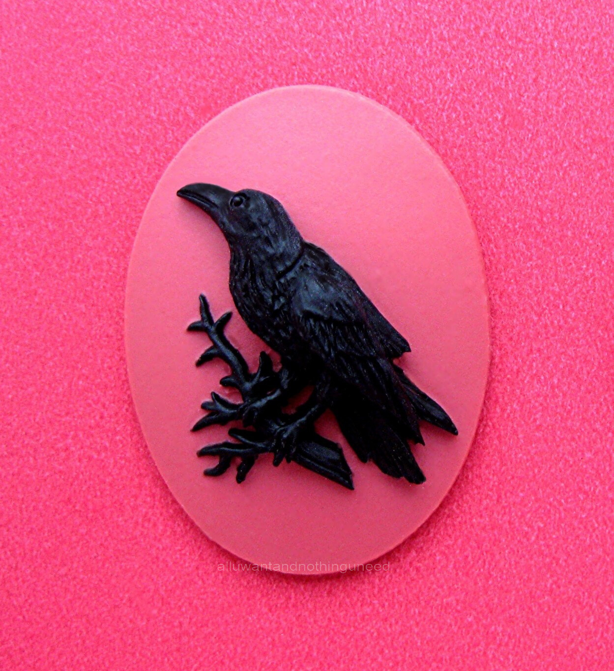 8 Multi Color BLACK BIRD CROW RAVEN on Branch 40mm x 30mm GOTH EMO CAMEOS Lot
