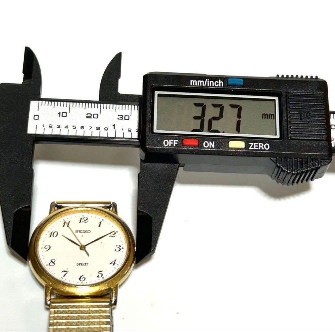 SEIKO Spirit 5E21-6C00 Gold Quartz Wristwatch Battery Replaced Working