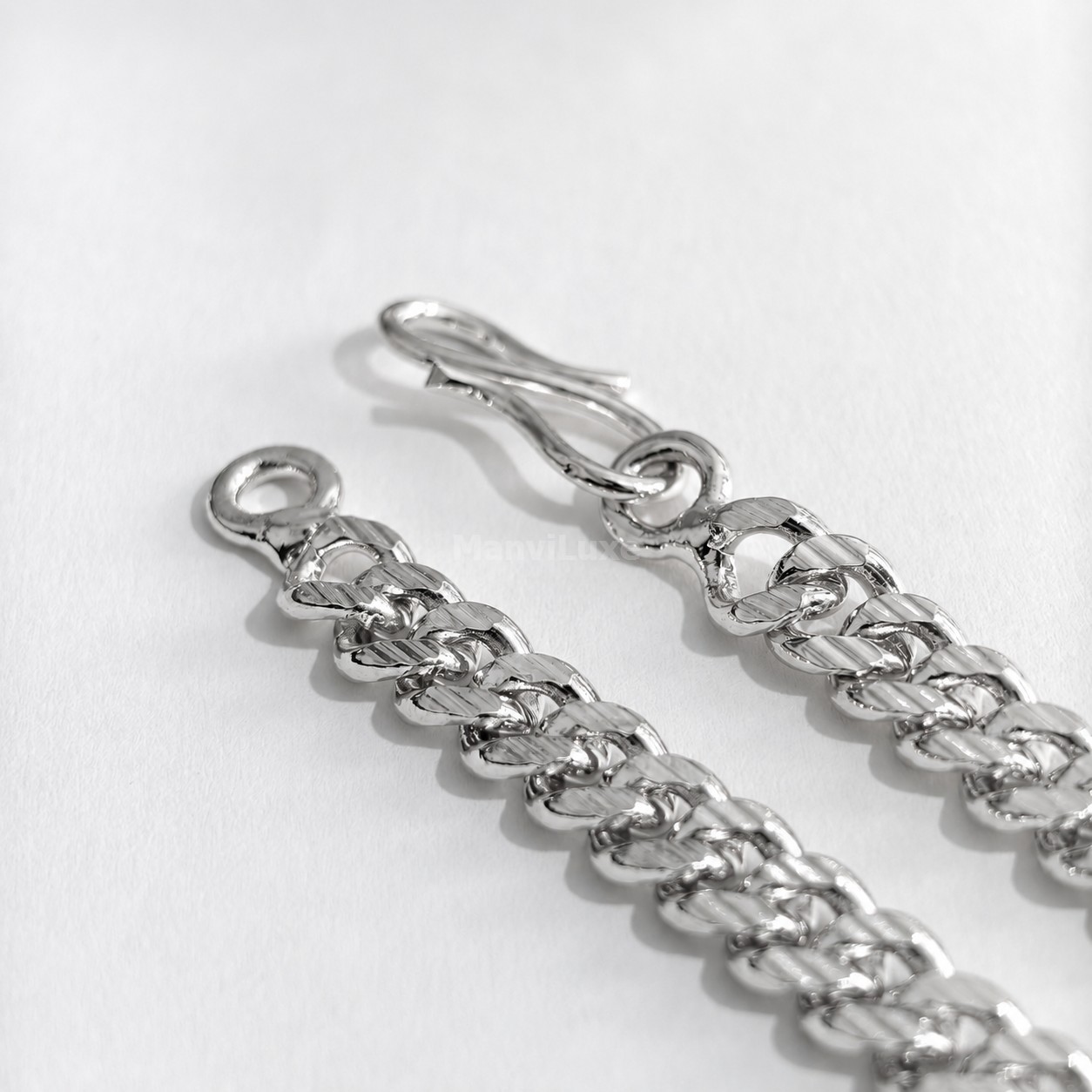 20″ Silver Bonded Diamond-Cut Cuban Link Chain | Premium Heavy Curb Neck Chain