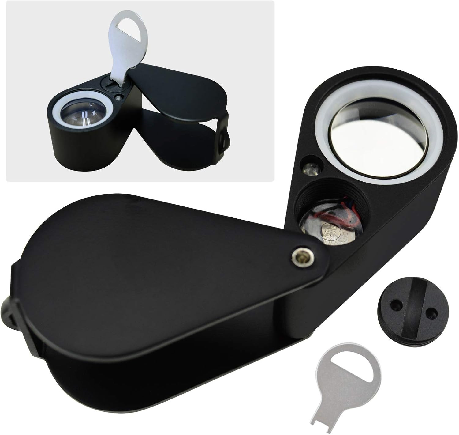 20x Magnifier Jewelry Loupe LED UV 21mm Triplet Lens Optical Glass, Pocket Gem M