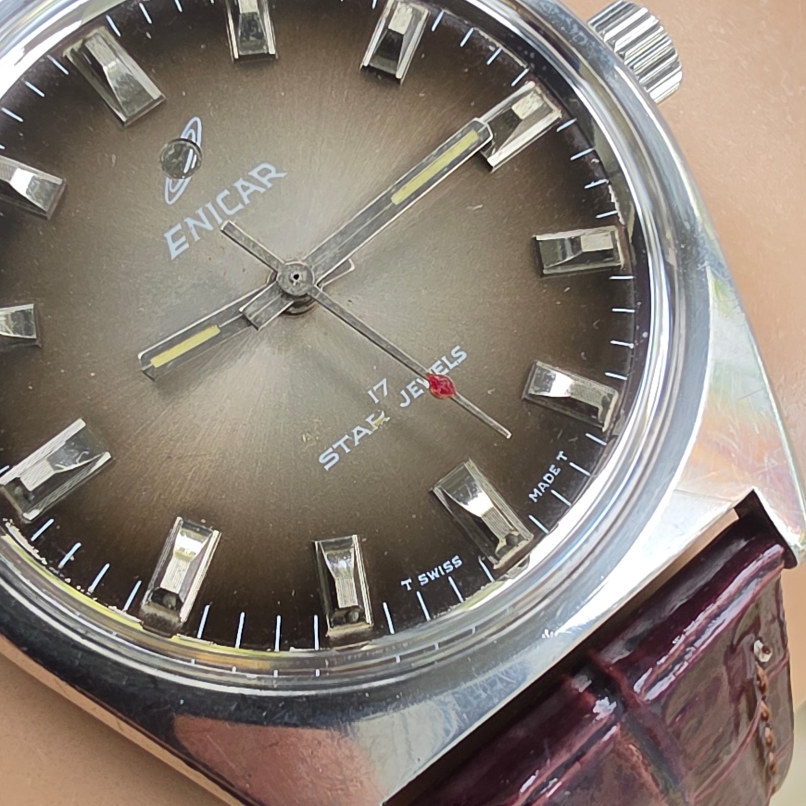 Vintage ENICAR Ocean Pearl men’s manual wind watch AR-160 SWISS MADE 1970s