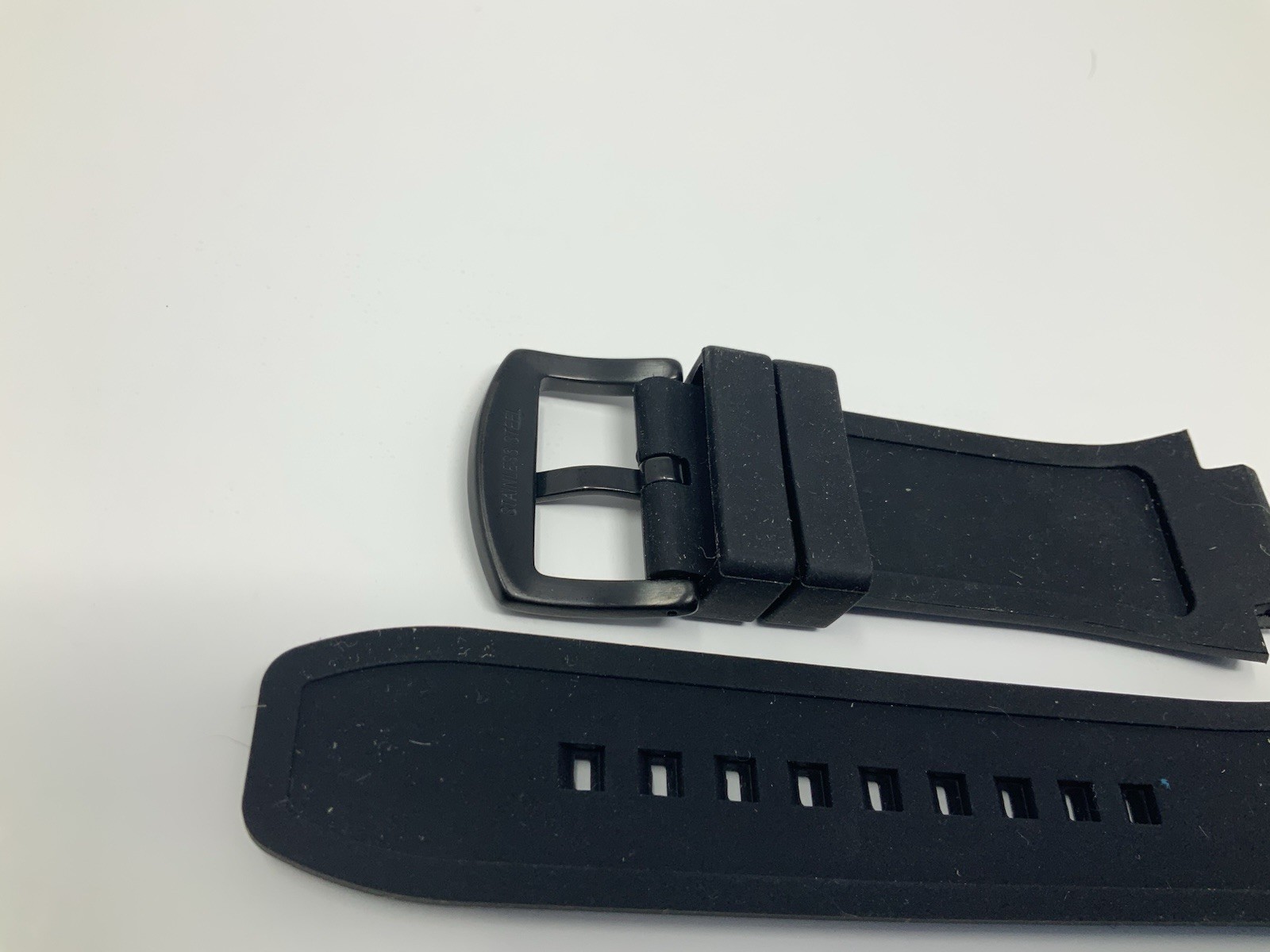 NOS Swiss Legend Neptune Black Rubber Strap with Black brushed steel buckle 18mm