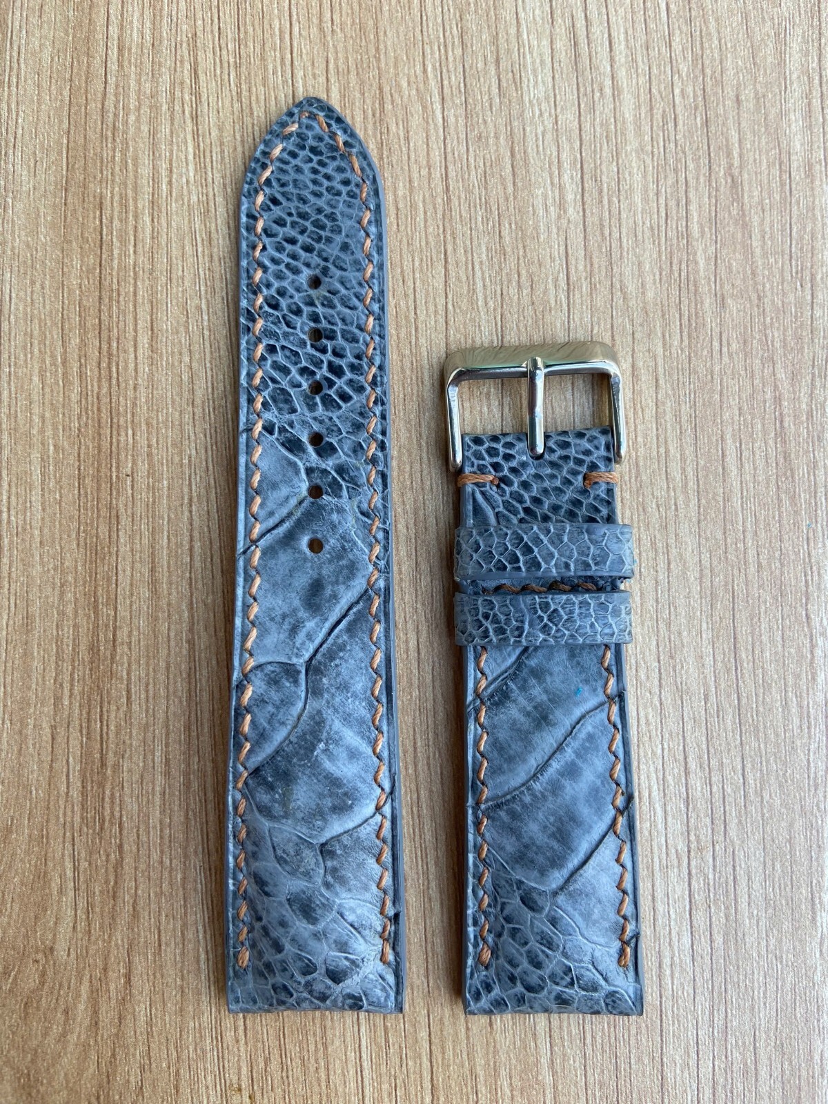 Gray Ostrich Leather Watch Strap Band, Size 18mm 19mm 20mm 21mm 22mm 24mm 26mm