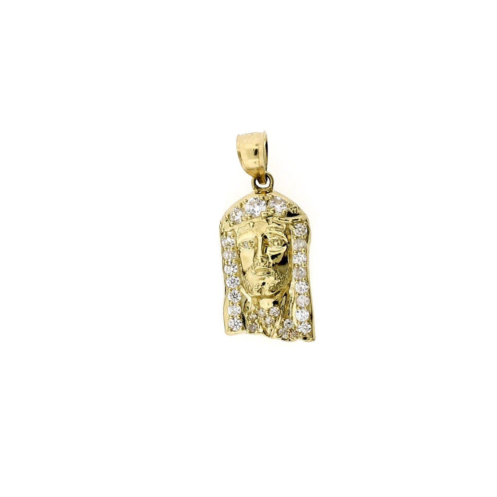 Mens Real 10K Yellow Gold Jesus Head Face Pendant, 10KT Gold Charm