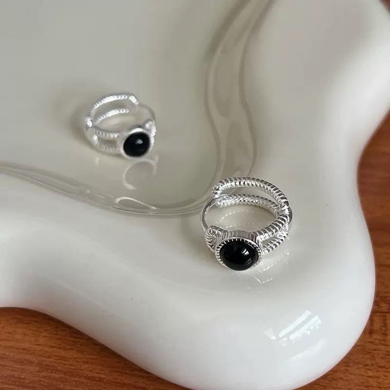 Black Onyx Huggie Earrings,Gold or Silver,Dainty Black Stone Earrings for women