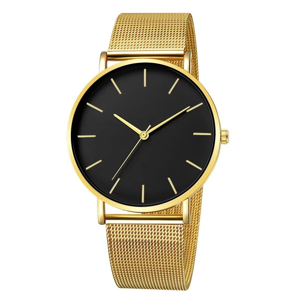 Mens Ultra Thin Quartz Watch Minimalist Stainless Steel Mesh Strap Business Watc