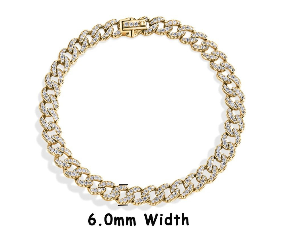 Miami Cuban 8 MM VVS MOISSANITE Link Chain Iced Out Bracelet 925 Sterling Silver