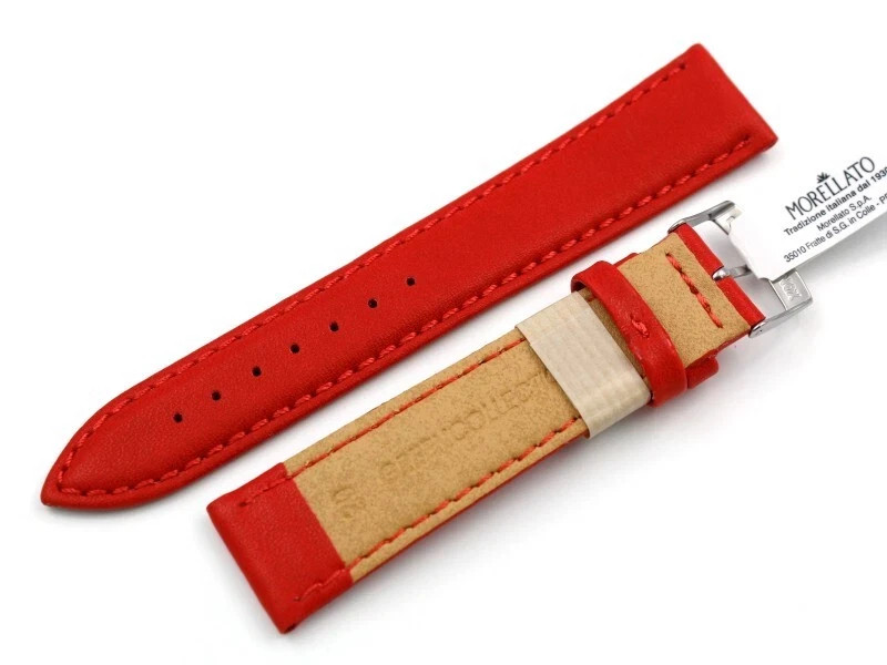 Morellato Genuine Red Leather Watch Strap Various Sizes Steel Buckle New