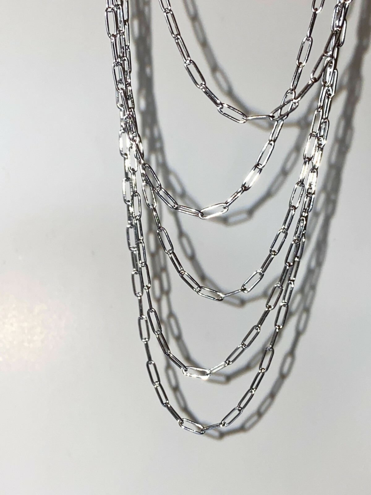 Solid Real ITALIAN 14K Rhodium Gold Finish Paper Clip Chain Necklace 3.5MM Chain