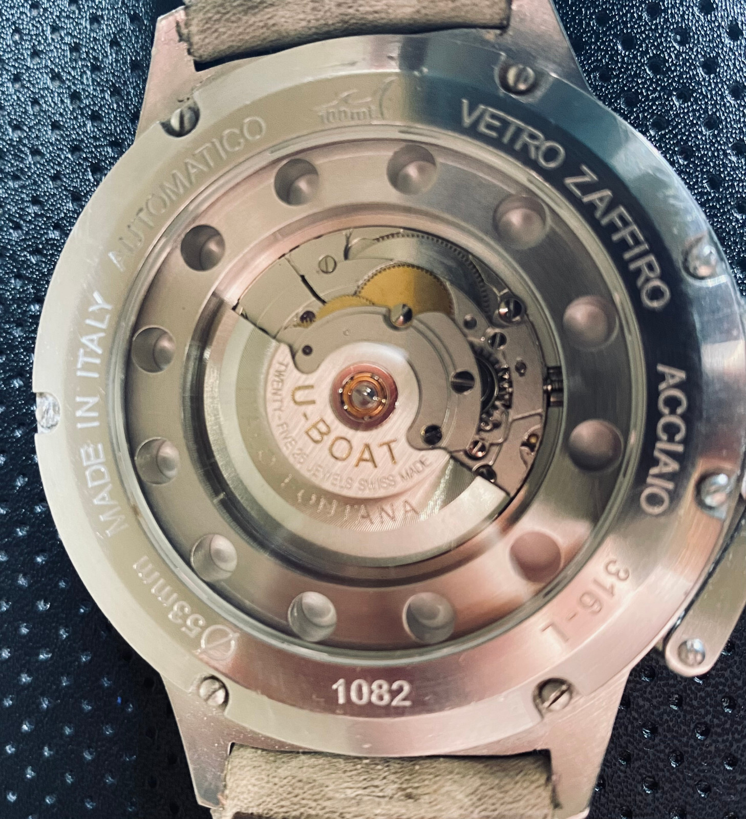 U-Boat Vetro Zaffiro Acciaio 1082 53mm Automatico 3 x bands