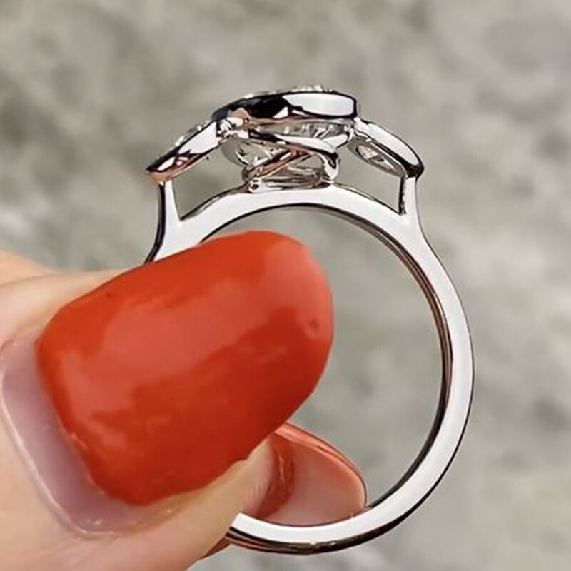 Three Stone 2.4 CTW Oval Moissanite Bezel Set Wedding Ring 14kwhite gold Plated