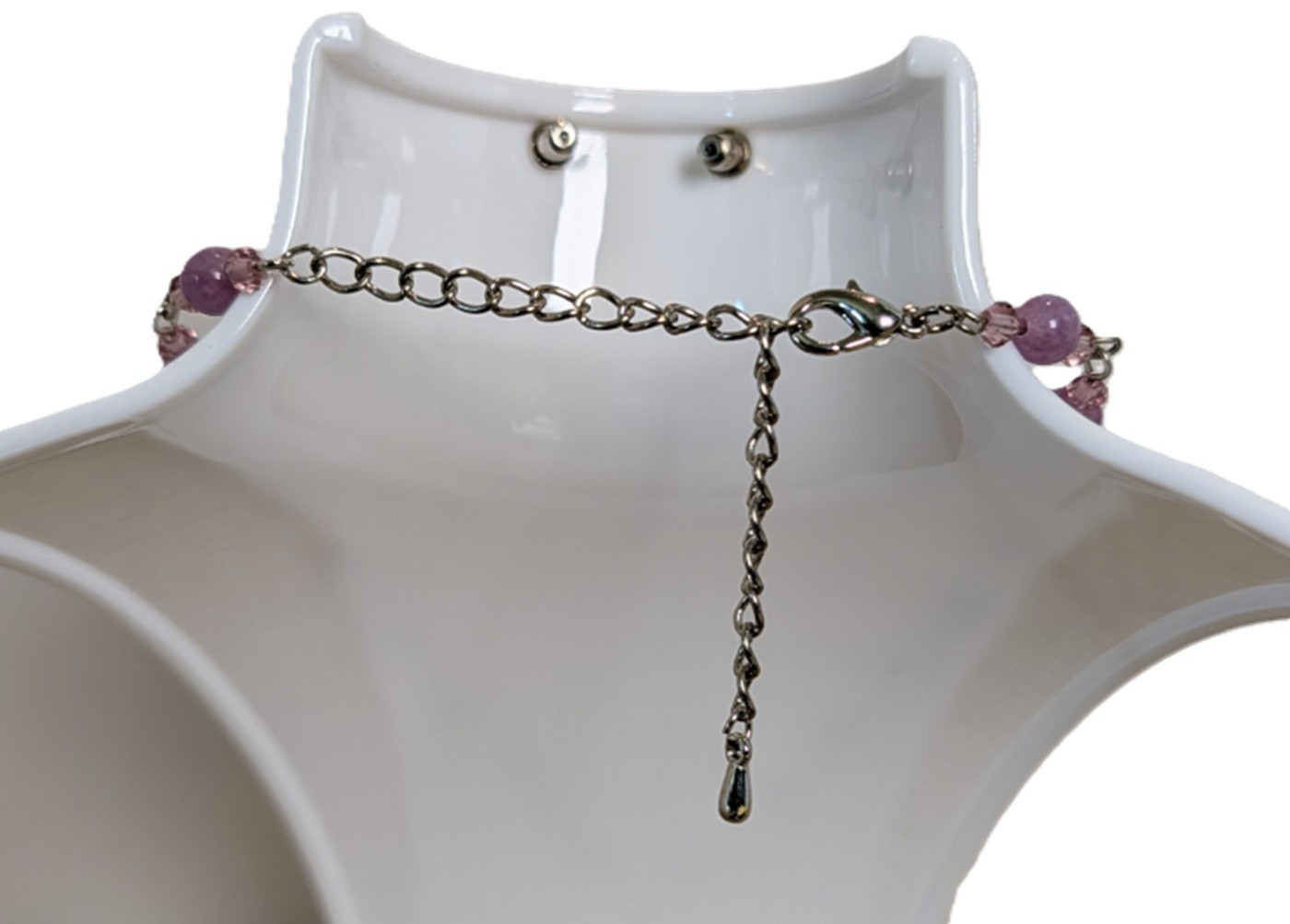 DESIGNER INSPIRED 19 in GENUINE AMETHYST & CRYSTAL BEAD NECKLACE JEWELRY SET