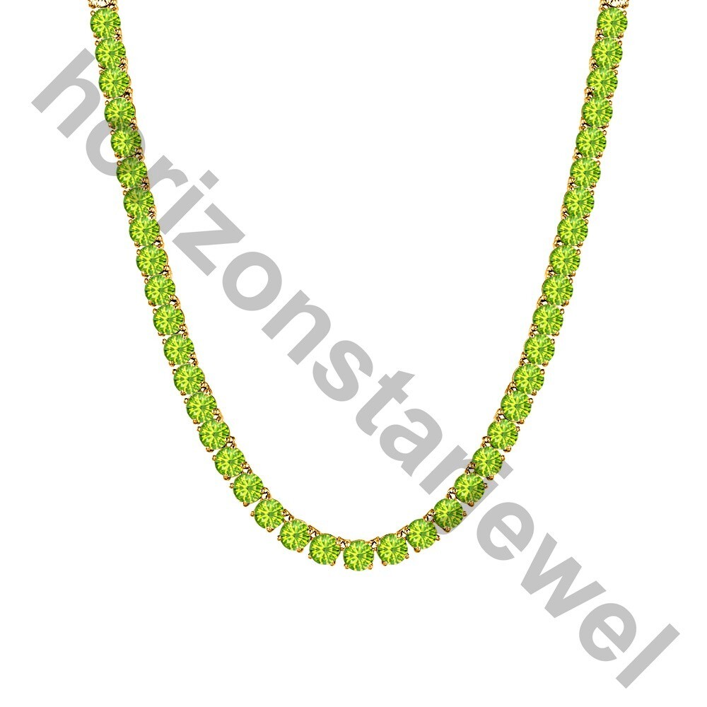 15.24 Ctw Created Peridot 14K Yellow Gold Plated Tennis 3 MM Necklace 18″