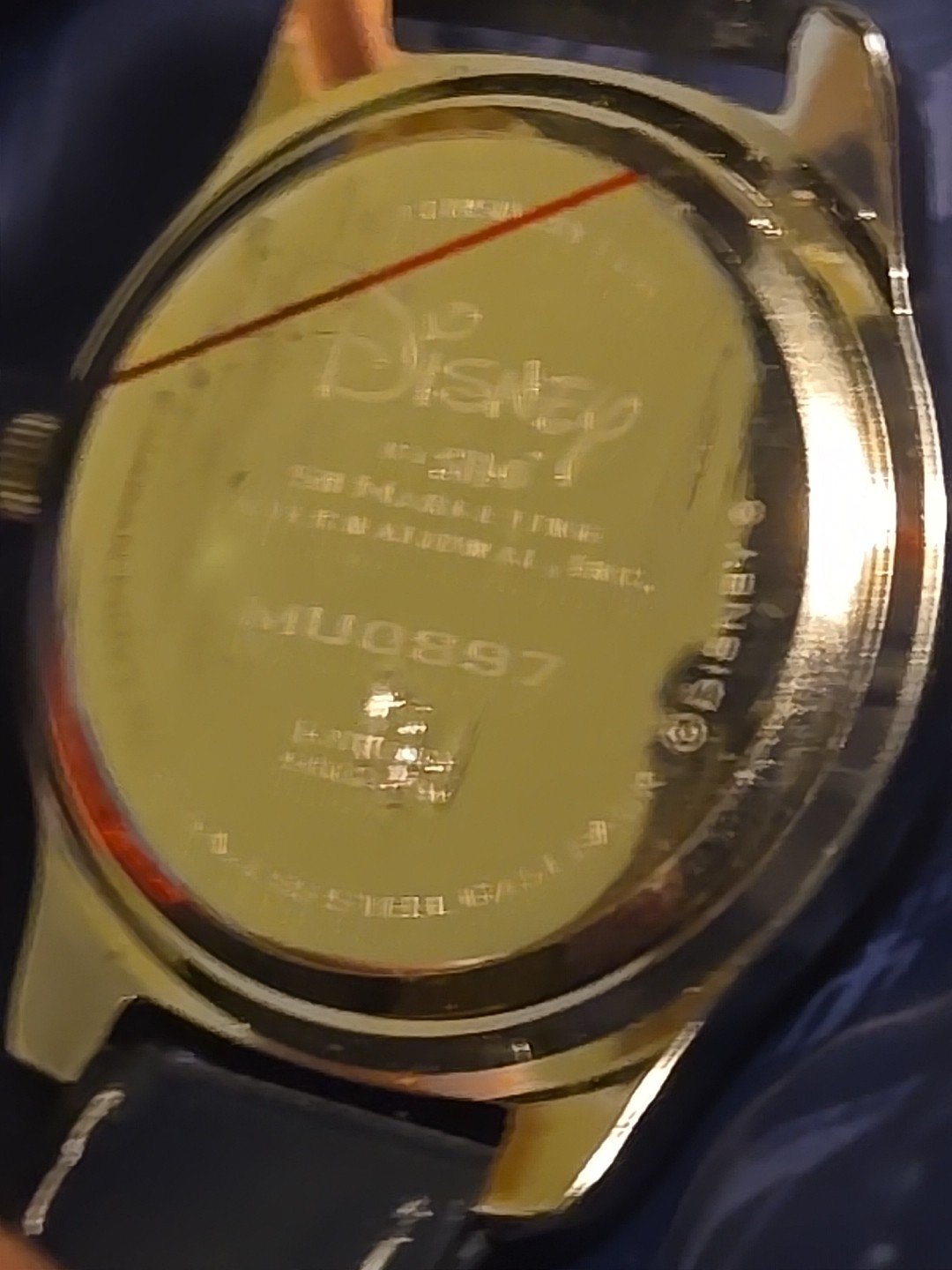 MICKEY MOUSE Disney Silvertone Black Band Watch SII MU0897