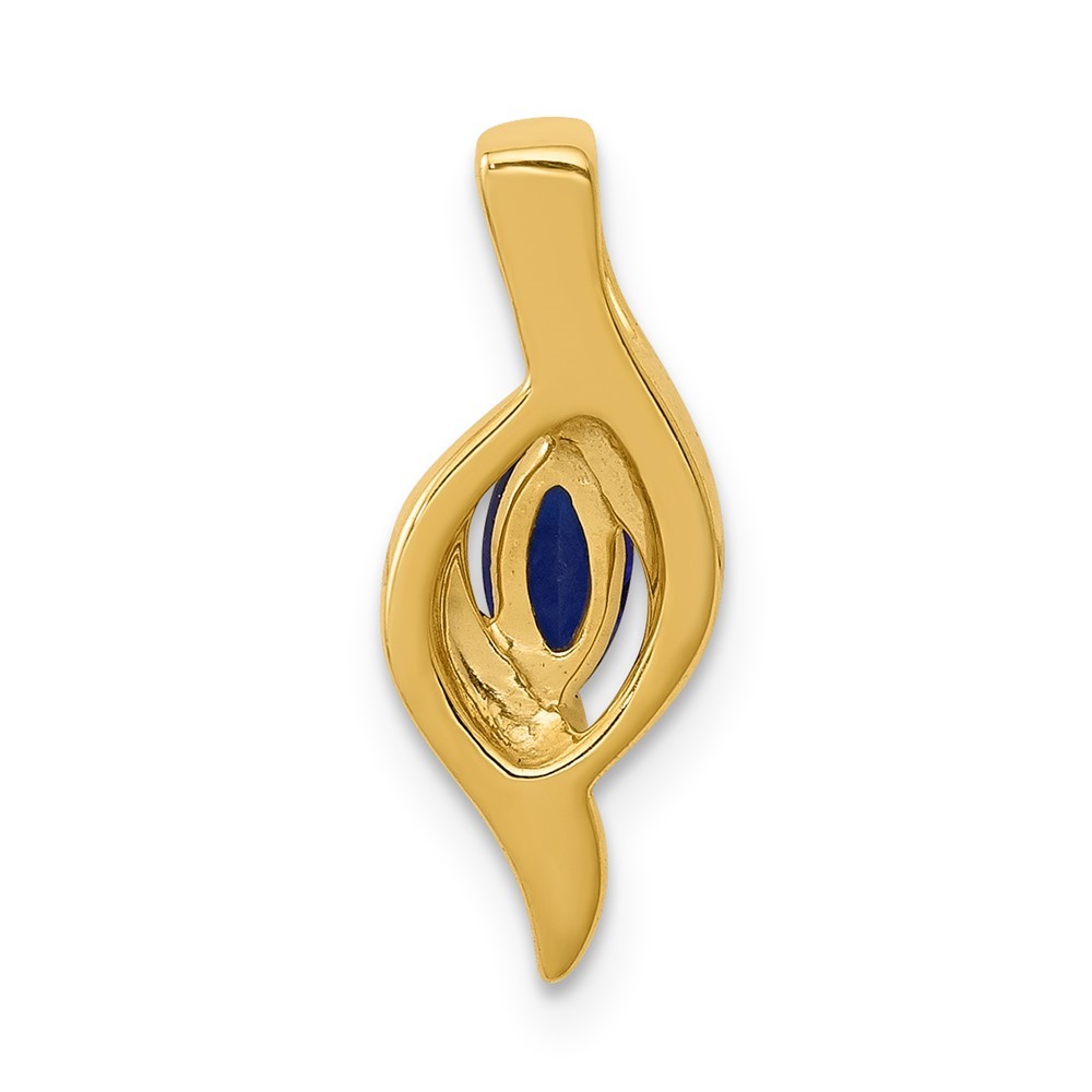 14k Yellow Gold Diamond and 0.29 Marquise Sapphire Chain Slide Pendant