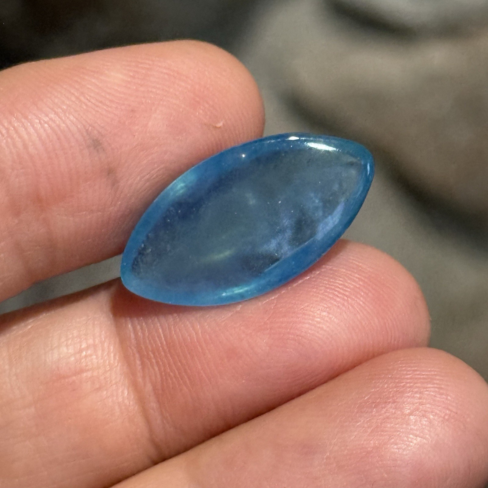 9.6ct 22.6x12x5.4mm Blue Stabilized Aquamarine Smooth Marquis Cabochon Gem