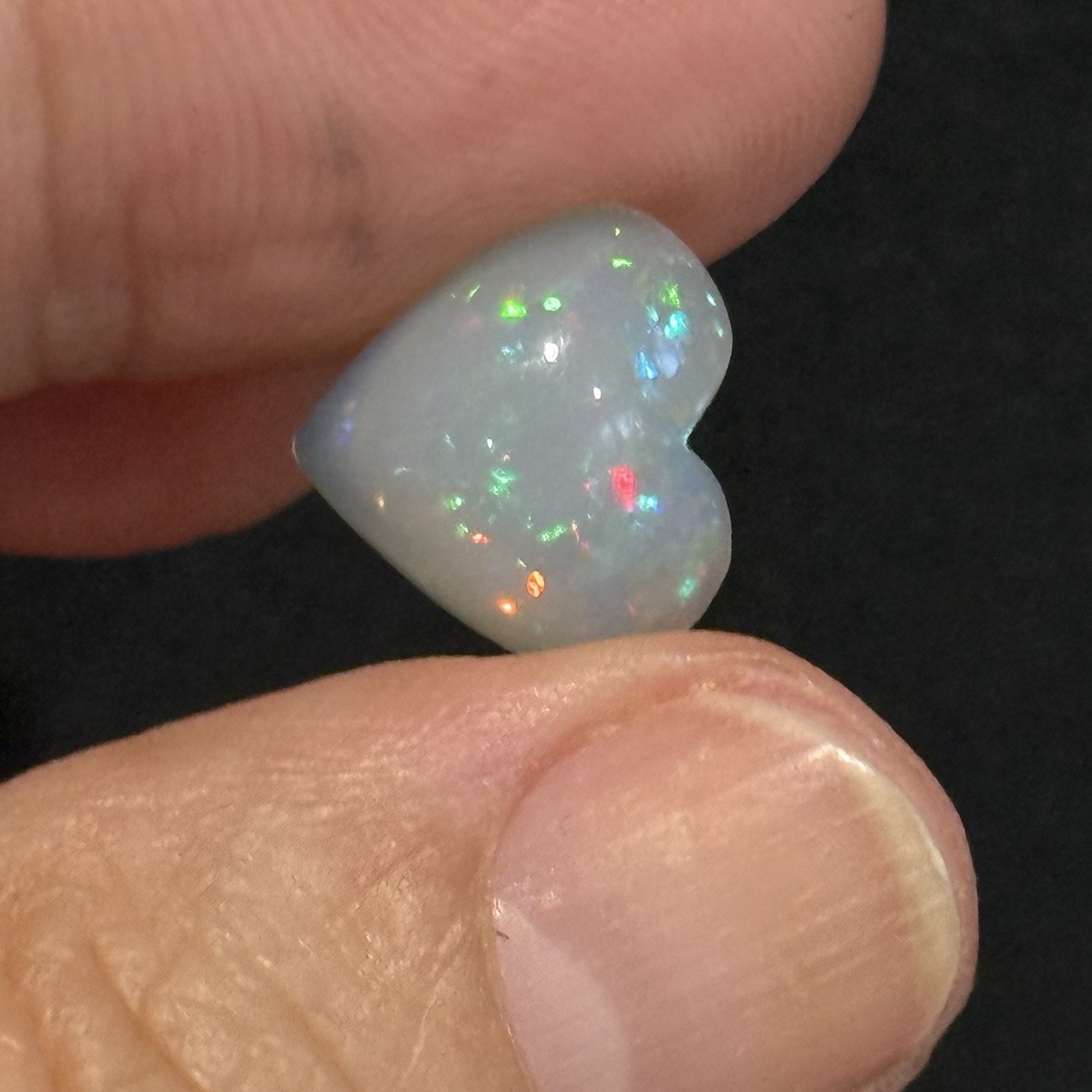 3.7ct 12.5×11.8×6.2mm Colorful Fine Pin Fire Heart Ethiopian Welo Opal Ring Gem