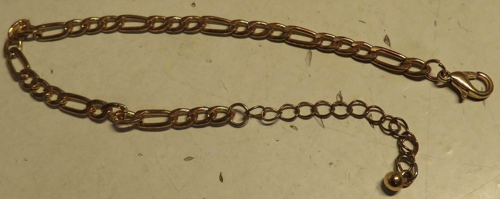 Vintage 7-9″ Adjustable Extender Figaro Link Bracelet Gold Tone Lobster Clasp GU