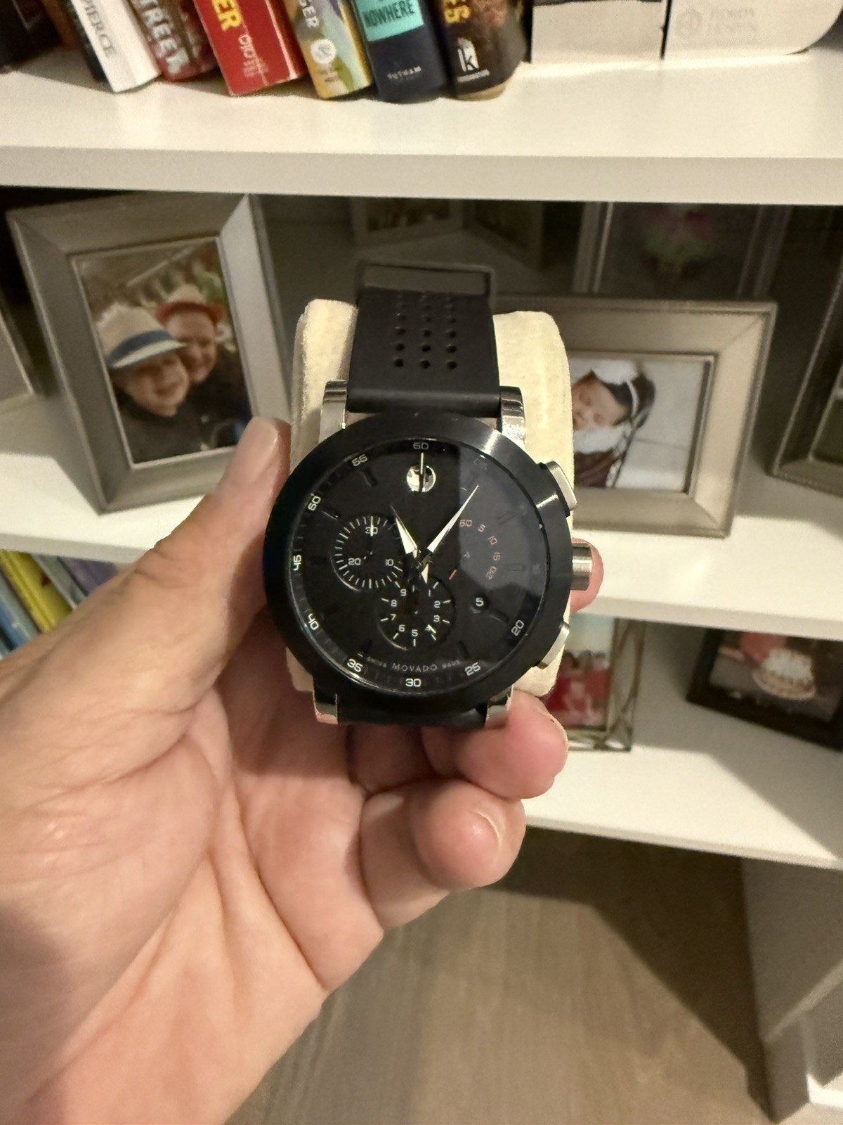 Movado Museum 071141152 Silver Stainless Steel Case with Black Rubber Strap