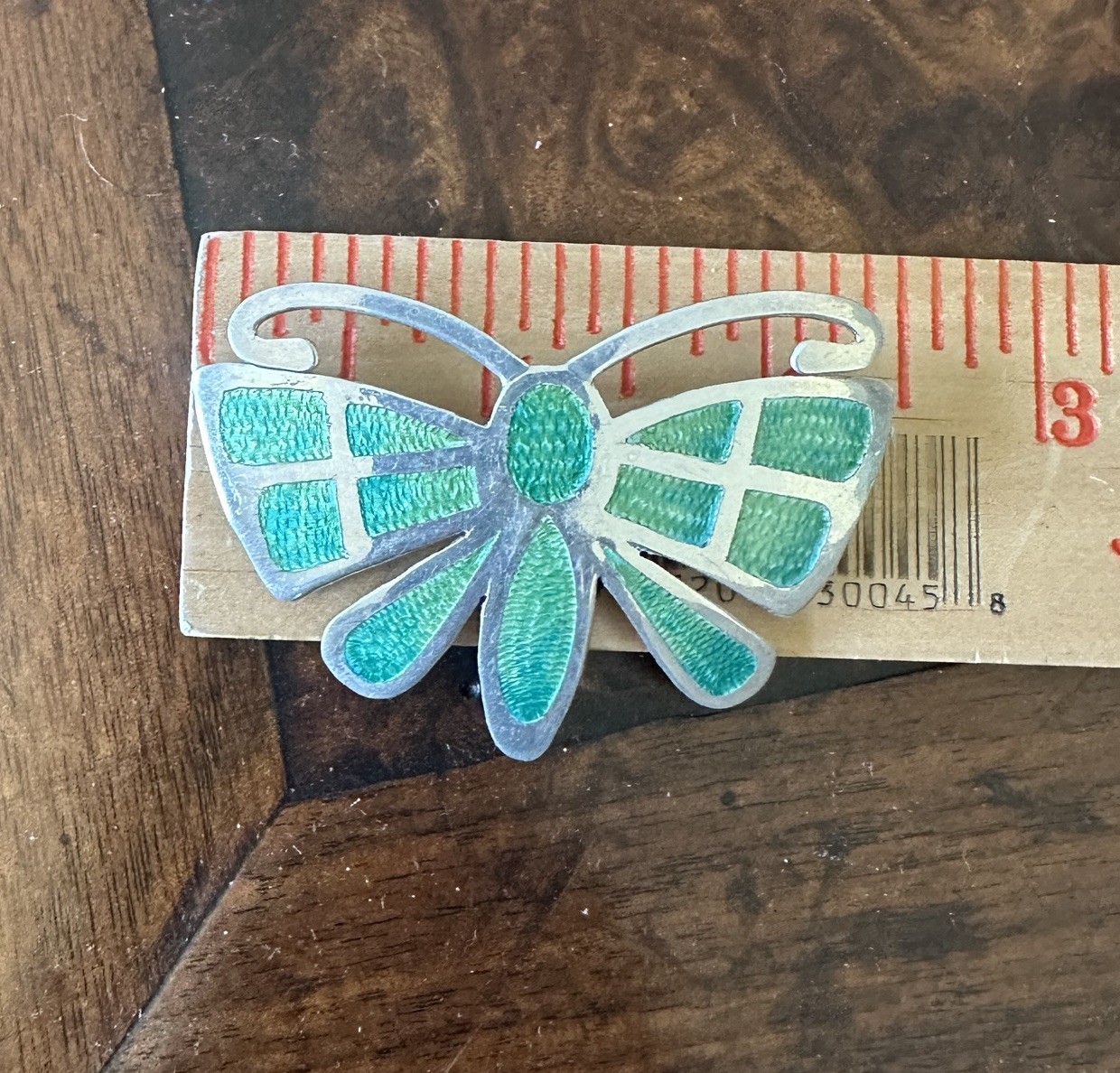 VTG Mexico Artisan Butterfly Brooch Pendant 2.4 Inch Acrylic 925 Sterling 13.9g