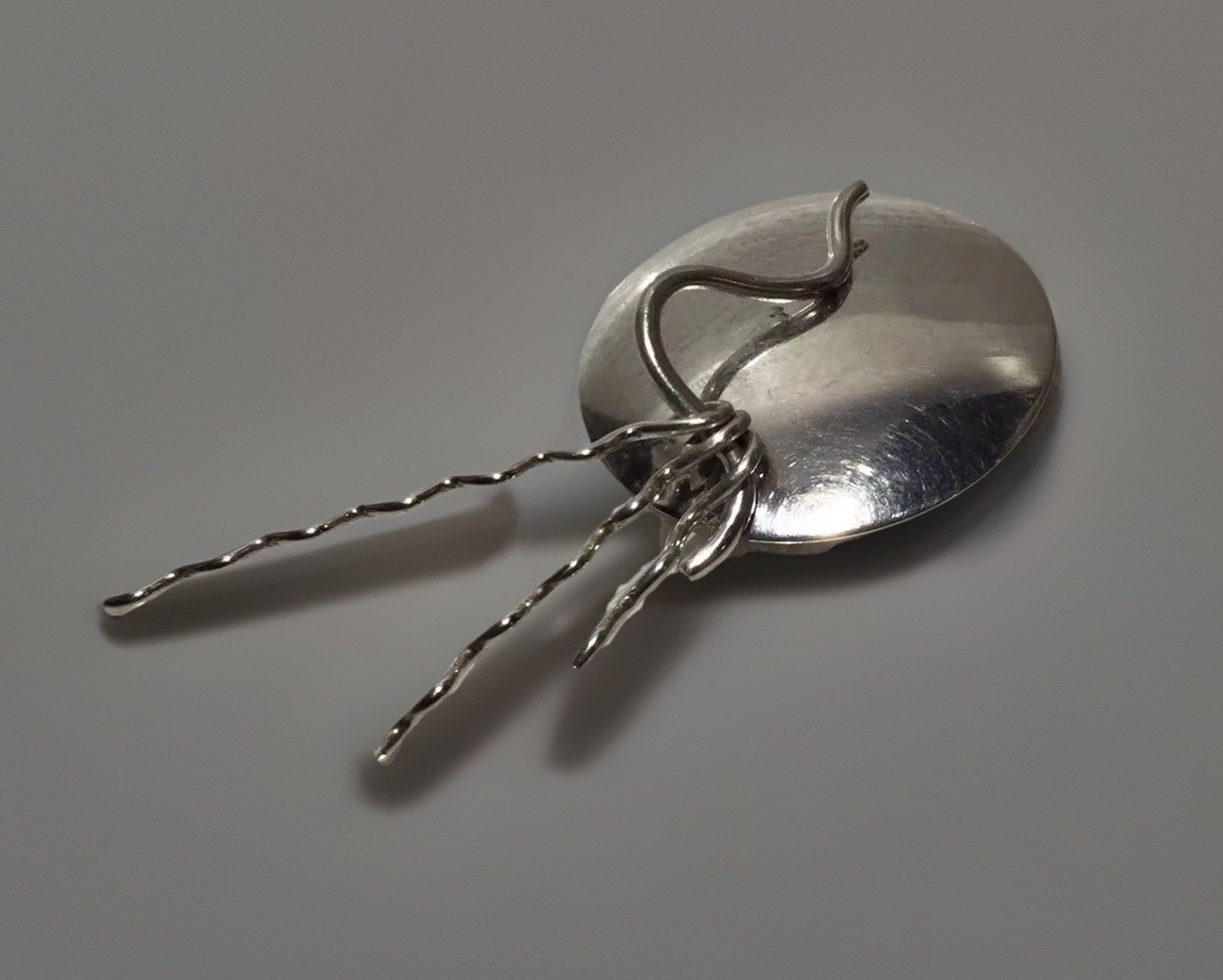 SUSAN CUMMINGS Handmade MODERNIST 925 Sterling Silver Articulated Brooch 11.5g