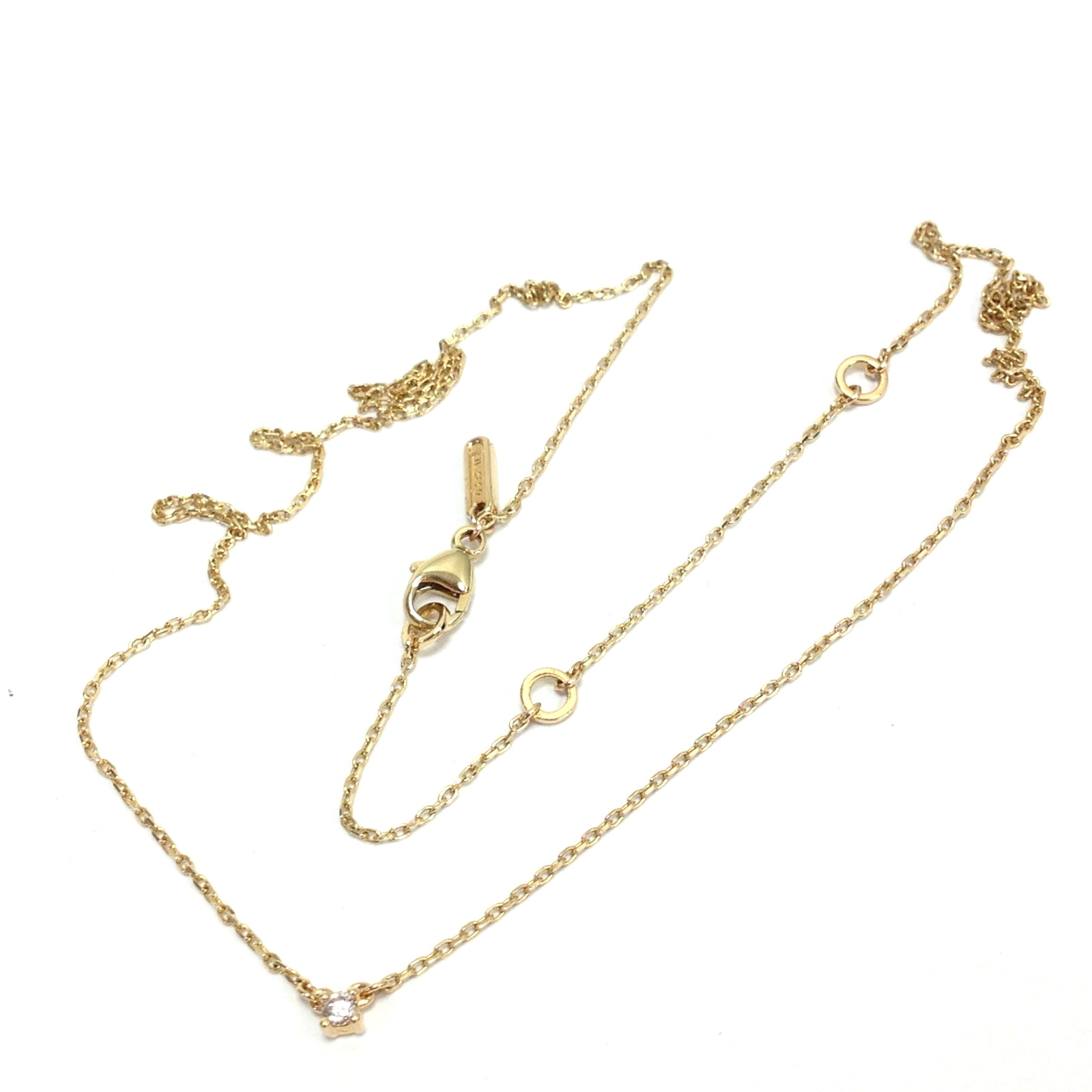 Pandora Era 14K Yellow Gold 0.05 ct Lab Grown Diamond Solitaire Necklace Adj.